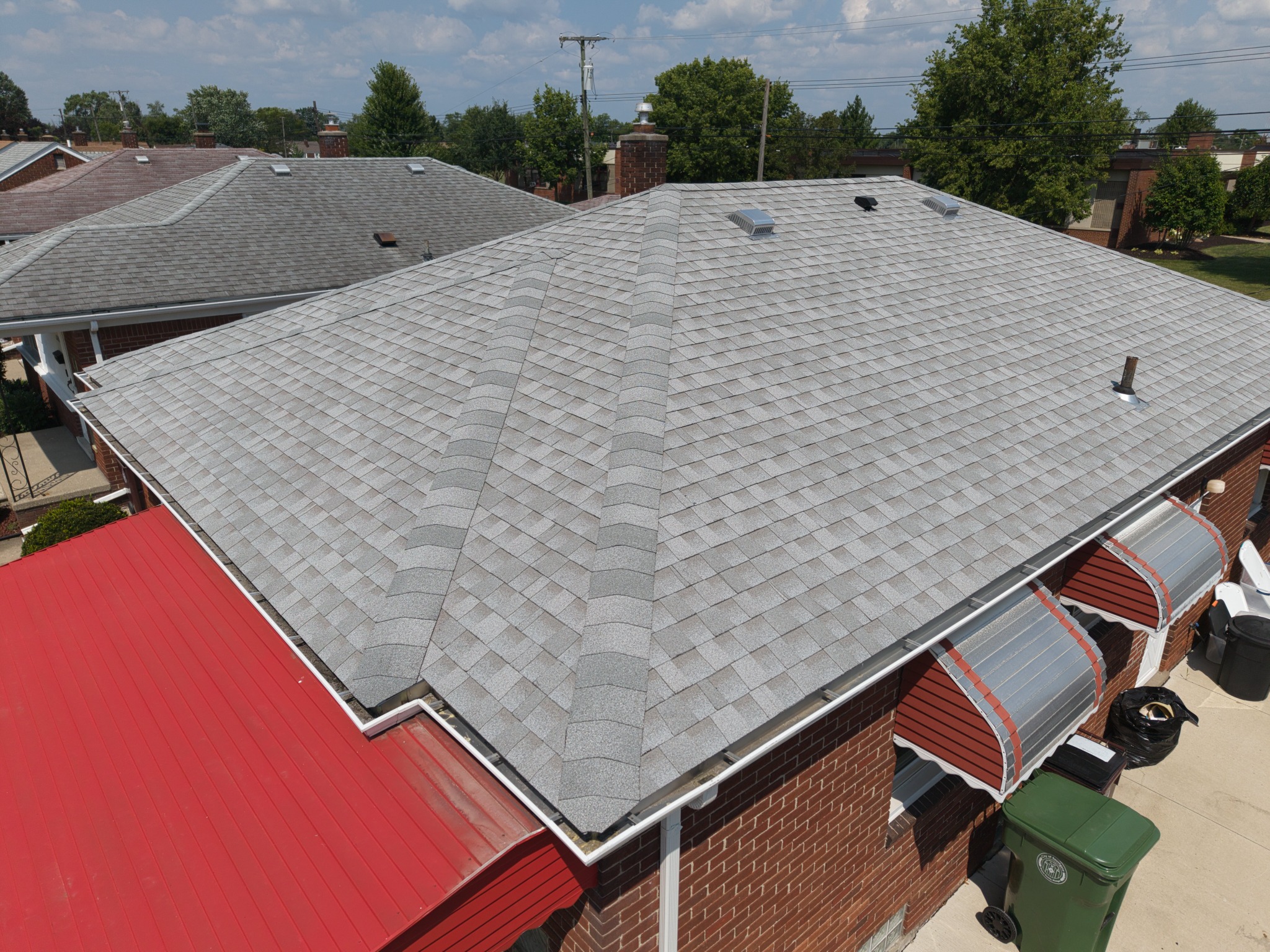 Aerial overview of a residential shingle roof